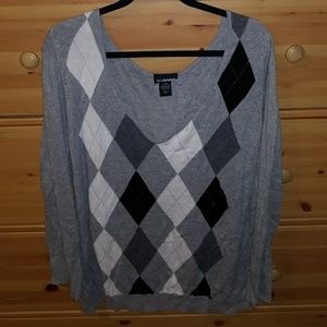 Lane Bryant Argyle V-neck top